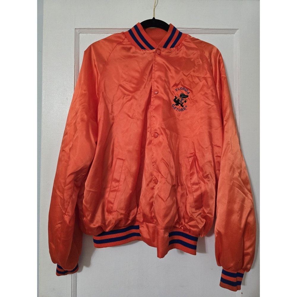 Vintage 80s Westark University Of Florida Jacket Size XL Orange *REPAIRED HOLE*